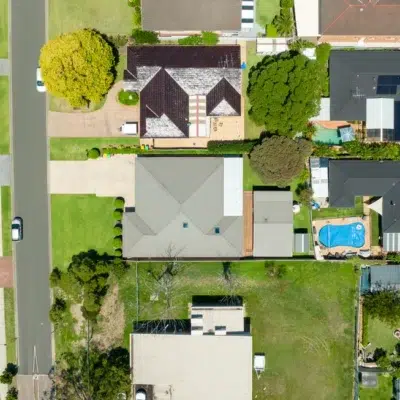an aerial view of a residential neighborhood.