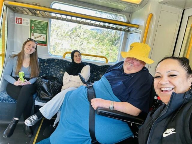 Train crew vibes 🚊✨ 

On our way to Schoey with David leading the adventure! 

#allara #allarasupport #allarasupportservices  #SDA #NDIS #NDISparticipants