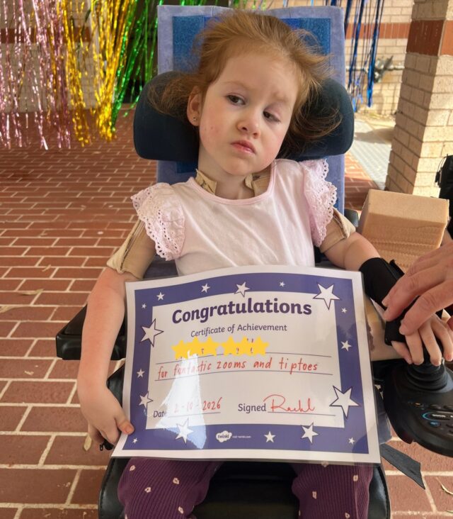 Look at that little superstar! 💗

We’re so proud to celebrate Madi and her fantastic achievement!  Her certificate recognises her for her “fantastic zooms and tiptoes” and all the wonderful progress she’s making.

We’re so happy to be alongside Madi as she continues to grow, learn and discover new things. It’s such a joy to celebrate these special moments with her and see her shine! 

Keep shining, Madi! 🌟