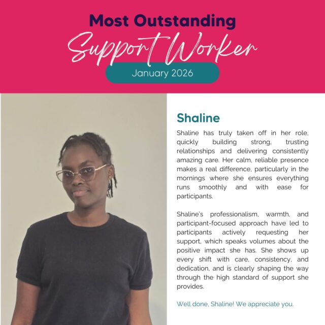 Shout out to our superstar Support Worker of the Month, Shaline! ⭐

Shaline has become an indispensable part of the team! Known for her calm approach and participant-focused care, she makes the morning routine look easy and ensures everyone feels supported.

It speaks volumes that participants are specifically asking for Shaline’s support. Cheers for showing up to every shift with such heart and consistency! 🙌

You’re a total legend, Shaline! Beyond the tasks and the routines, it’s the way you make people feel that truly sets you apart. Thank you for bringing your whole heart to work every single day and for being such a shining example of what high-quality support looks like. 🤍

#AllaraSupportServices #TeamSpotlight #NDIS #TeamAllara #ParticipantFirst