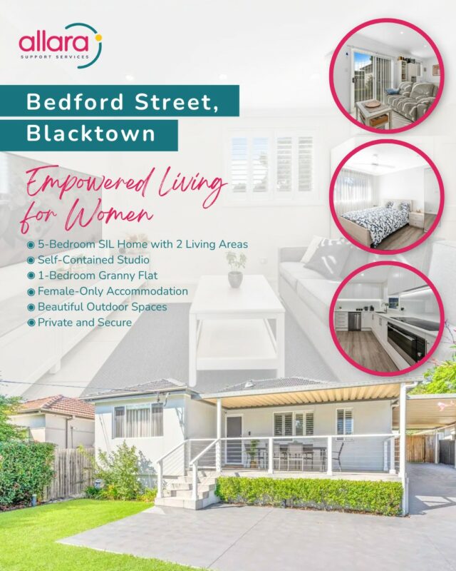 Achieve your goals in a beautifully designed home at Bedford Street, Blacktown, made to empower independence and wellbeing.

This modern residence offers a safe and inclusive environment where you can enjoy the perfect mix of privacy, comfort, and community living. 💕

Here’s what’s waiting for you:
✅ 5-Bedroom SIL Home with 2 Living Areas
✅ Self-Contained Studio
✅ 1-Bedroom Granny Flat
✅ Beautiful Outdoor Spaces
✅ Safe, Secure & Inclusive Environment

A home that’s more than just a place to live. It’s a place to thrive. 
Get in touch with us today to learn more or arrange a tour.

#SIL #SDA #NDIS #NDISparticipants #allara #allarasupport #allarasupportservices